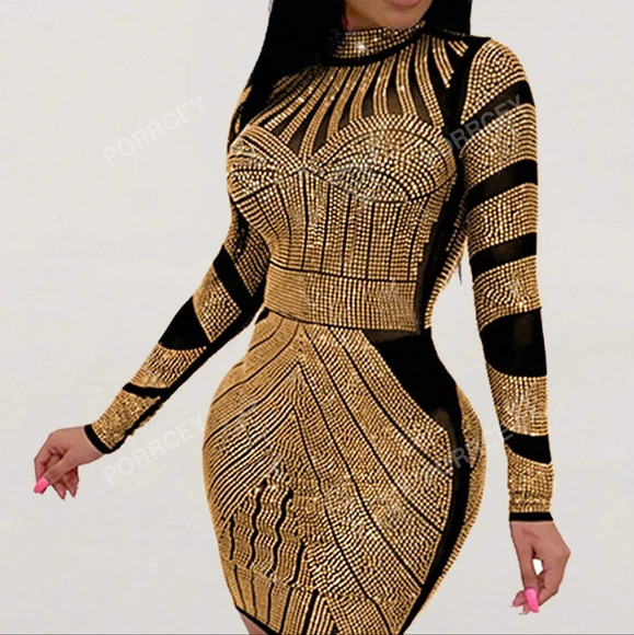 Mock Neck Bodycon Dress - Picture 1 of 4